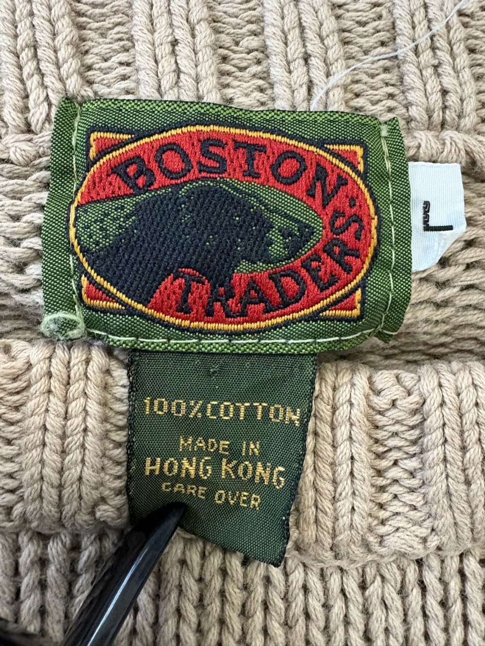 Boston Traders Tan snd Navy Knit Sweater